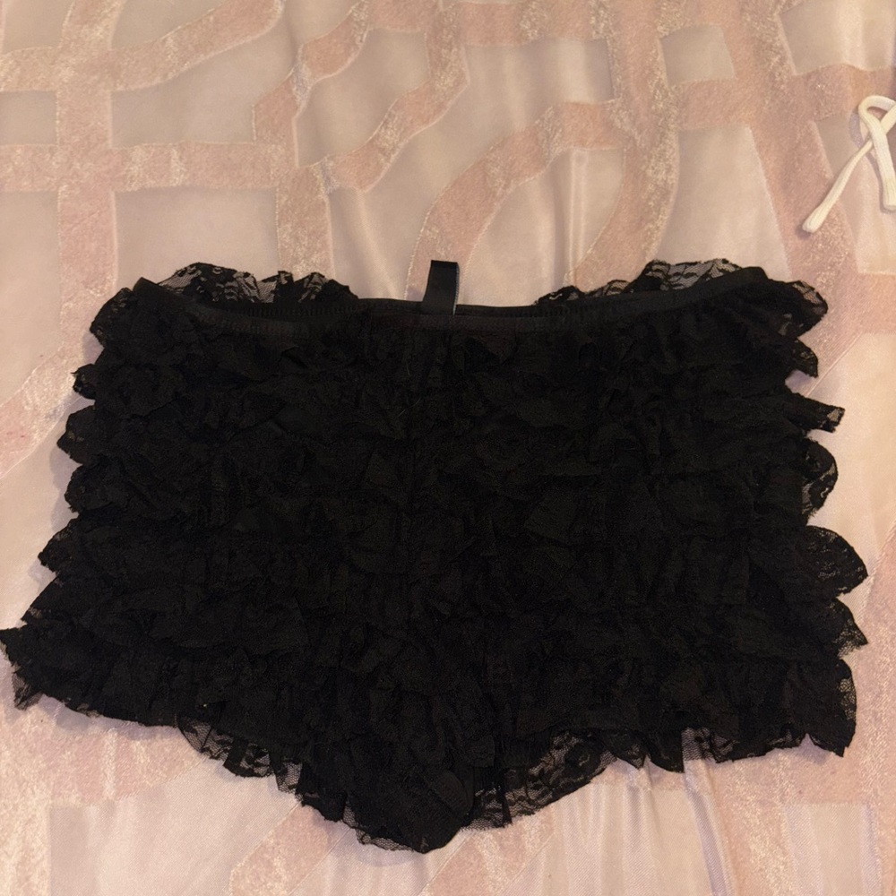 Black Lace Ruffle Boyshorts - Women Intimates